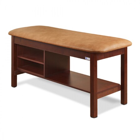 Clinton Flat, STR Line TX Table w/ Shelving, Dark Cherry Finish, Slate Blue 300-30-1DC-3SB